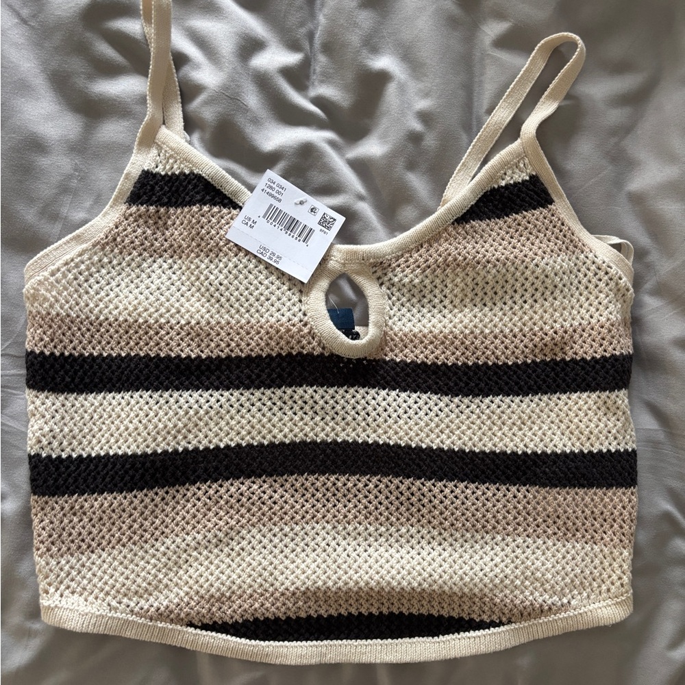 American Eagle Striped Knit Crop Top - Picture 2 of 2